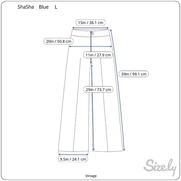 Shasha Collection Vintage Blue Velvet Womens Back Zip Flat Front Wide Leg Pant L - Picture 8 of 8